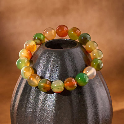 Bracelet Foviel en agate paon naturelle et colorée, courage et purification