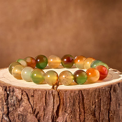 Bracelet Foviel en agate paon naturelle et colorée, courage et purification