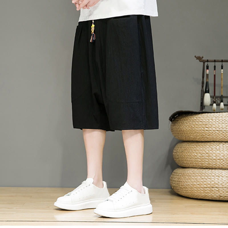 Foviel Casual Zugzug Baumwolle Leinen Herren Capri Harem Hose mit Taschen