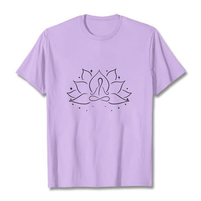 Foviel Lotus Blume Meditative Yoga-Pose Design Tee T-Shirt