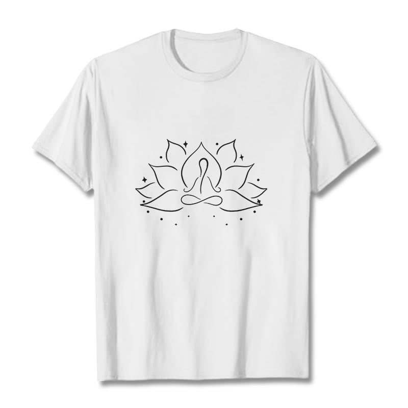 Foviel Lotus Blume Meditative Yoga-Pose Design Tee T-Shirt