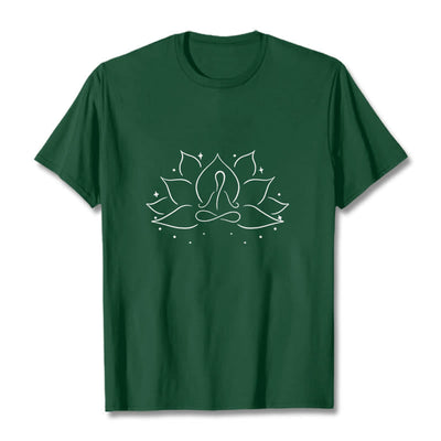 Foviel Lotus Blume Meditative Yoga-Pose Design Tee T-Shirt