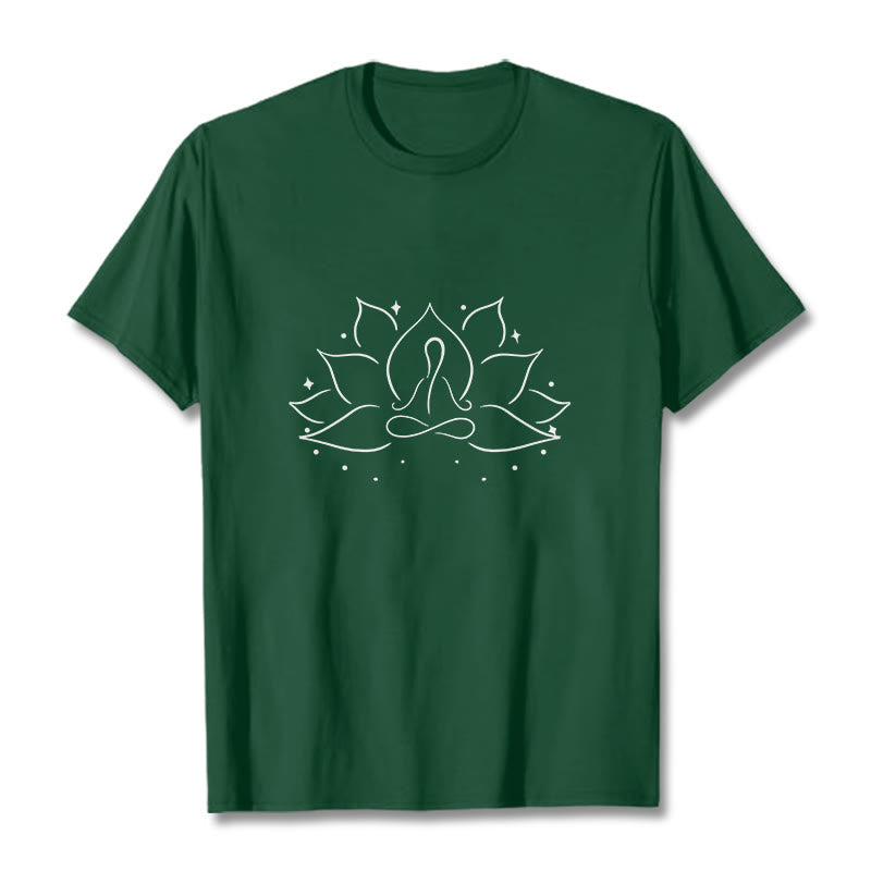 T-shirt Foviel avec motif de fleur de lotus en pose de yoga méditative