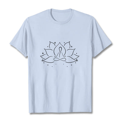 Foviel Lotus Blume Meditative Yoga-Pose Design Tee T-Shirt