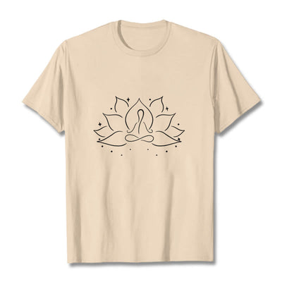 Foviel Lotus Blume Meditative Yoga-Pose Design Tee T-Shirt