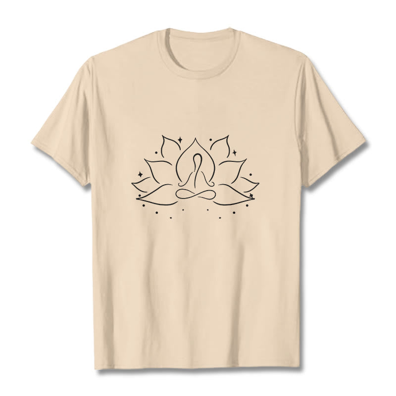 Foviel Lotus Blume Meditative Yoga-Pose Design Tee T-Shirt