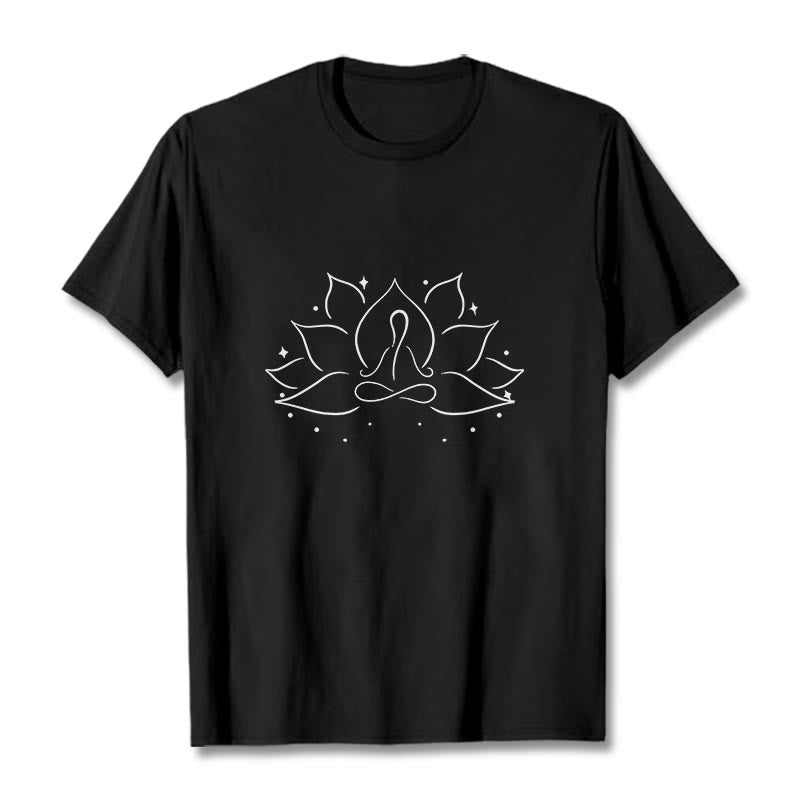 T-shirt Foviel avec motif de fleur de lotus en pose de yoga méditative