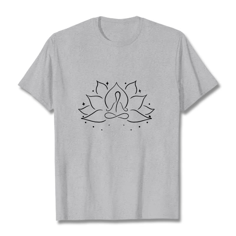 Foviel Lotus Blume Meditative Yoga-Pose Design Tee T-Shirt