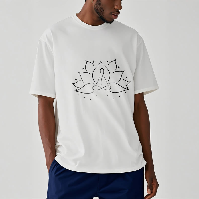 Foviel Lotus Blume Meditative Yoga-Pose Design Tee T-Shirt