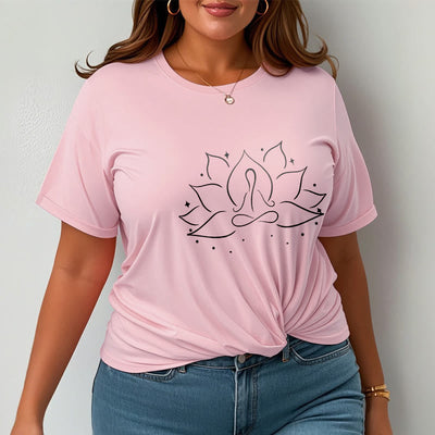 Foviel Lotus Blume Meditative Yoga-Pose Design Tee T-Shirt