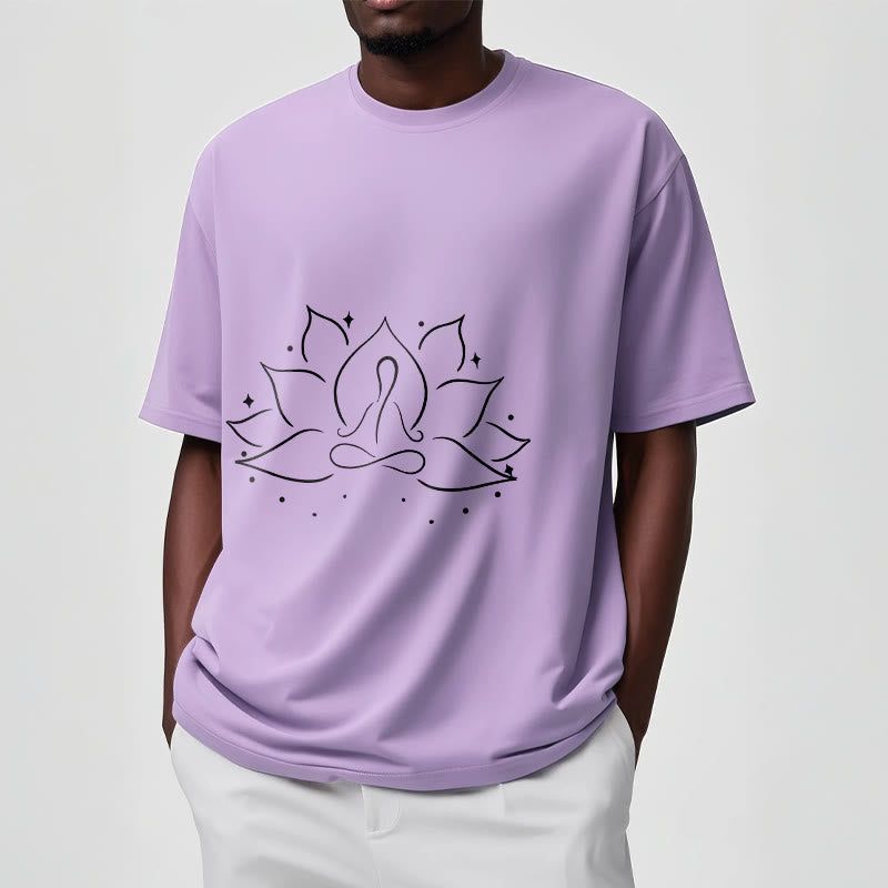 Foviel Lotus Blume Meditative Yoga-Pose Design Tee T-Shirt