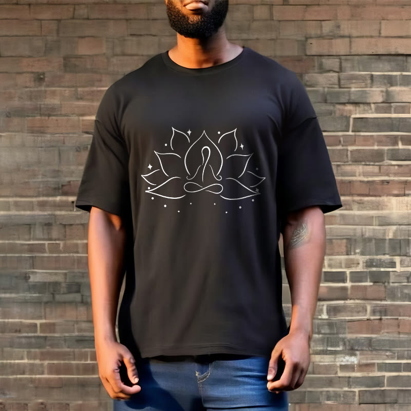 Foviel Lotus Blume Meditative Yoga-Pose Design Tee T-Shirt