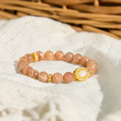Bracelet apaisant réglable en pierre de lune pêche naturelle Foviel