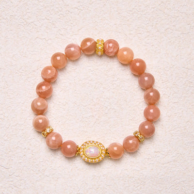 Bracelet apaisant réglable en pierre de lune pêche naturelle Foviel