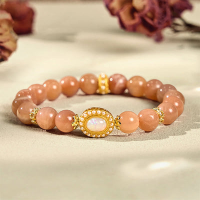 Bracelet apaisant réglable en pierre de lune pêche naturelle Foviel