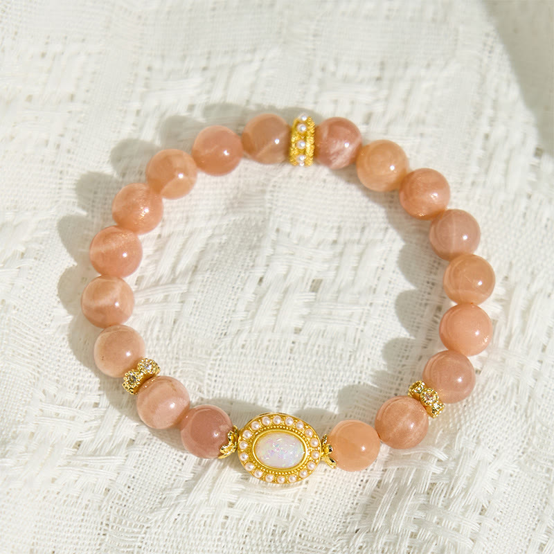 Bracelet apaisant réglable en pierre de lune pêche naturelle Foviel