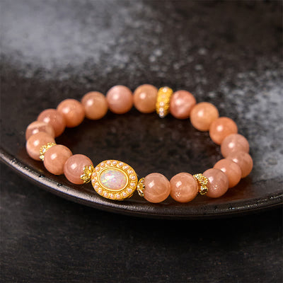 Bracelet apaisant réglable en pierre de lune pêche naturelle Foviel