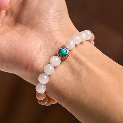 Foviel Natürlicher Pfirsich Moonstone Aquamarin Beruhigendes Armband