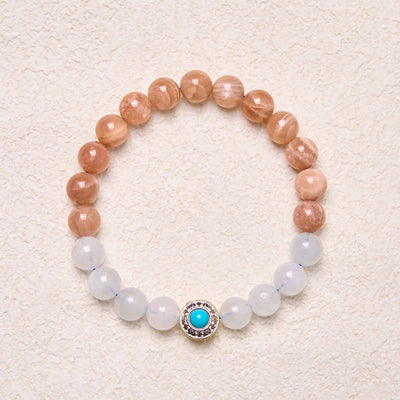 Foviel Natürlicher Pfirsich Moonstone Aquamarin Beruhigendes Armband