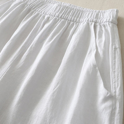 Buddha Stones Summer Daily Solid Color Elastic Waistband Design Women's Wide Leg Pants With Pockets - image 14