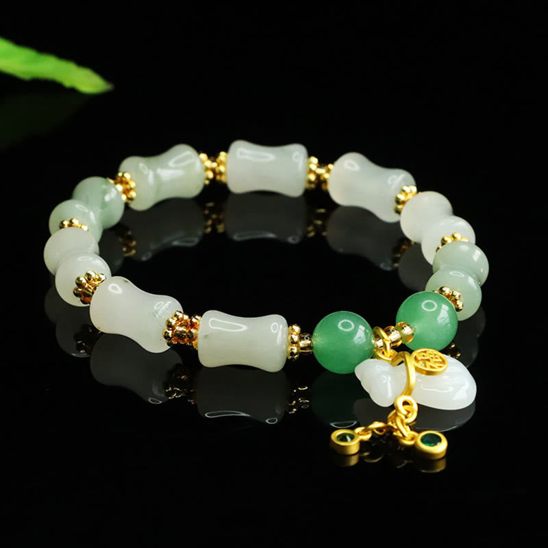 Buddha Stones Natural Tianshan Jade Fu Character Money Bag Pattern Prosperity Bracelet - image 5