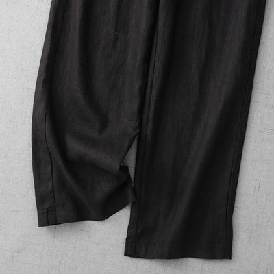 Buddha Stones Casual High Waist Ruffled Drawstring Design Women's Wide Leg Cotton Pants With Pockets - image 23