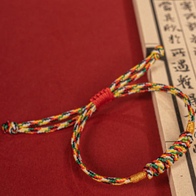 Buddha Stones Handmade Braided Red String Happy Knot Flat Knot Colorful Rope Bracelet - image 12