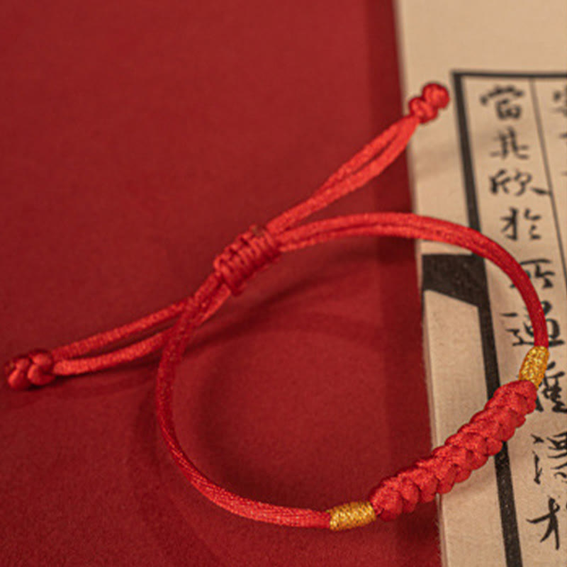 Buddha Stones Handmade Braided Red String Happy Knot Flat Knot Colorful Rope Bracelet - image 3