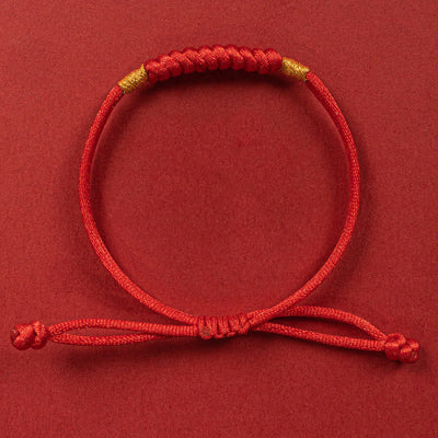 Buddha Stones Handmade Braided Red String Happy Knot Flat Knot Colorful Rope Bracelet - image 2
