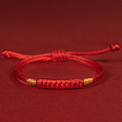 Buddha Stones Handmade Braided Red String Happy Knot Flat Knot Colorful Rope Bracelet - Red Rope - 16-17cm - image 1