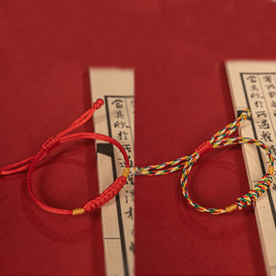 Buddha Stones Handmade Braided Red String Happy Knot Flat Knot Colorful Rope Bracelet - image 17