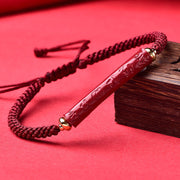 Foviel Handmade Cinnabar Om Mani Padme Hum Heart Sutra Blessing Braided Bracelet
