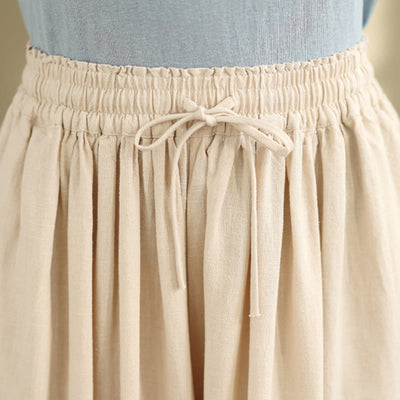 Buddha Stones Spring Embroidery Lace Hem Patchwork Drawstring Design Women's Wide Leg Cotton Pants With Pockets - image 4