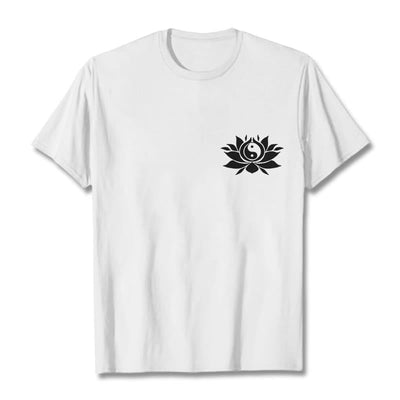 Buddha Stones Yin Yang Lotus Flower Design Tee T-shirt - White - 2XL - image 8