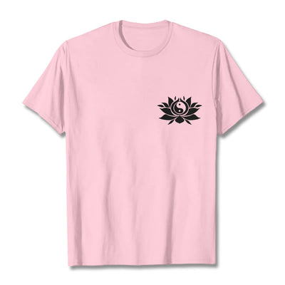 Buddha Stones Yin Yang Lotus Flower Design Tee T-shirt - LightPink - 2XL - image 17