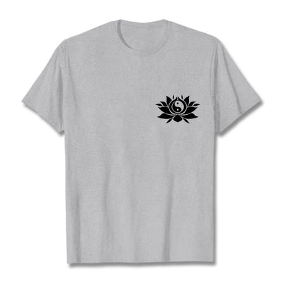 Buddha Stones Yin Yang Lotus Flower Design Tee T-shirt - LightGrey - 2XL - image 11