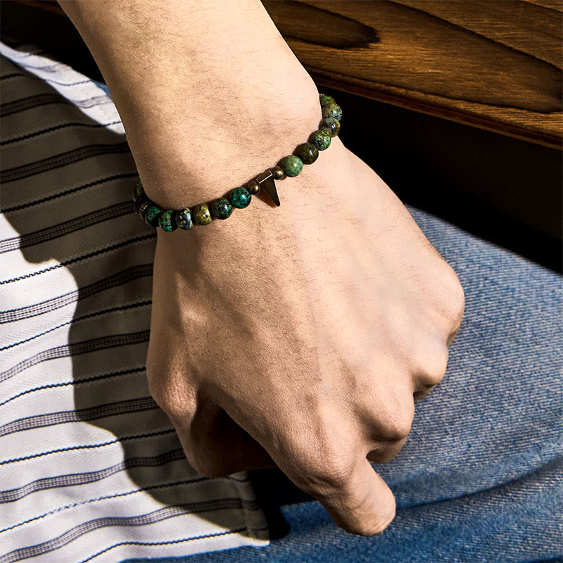 Buddha Stones Vintage Distressed Design Turquoise Copper Balance Bracelet - image 4