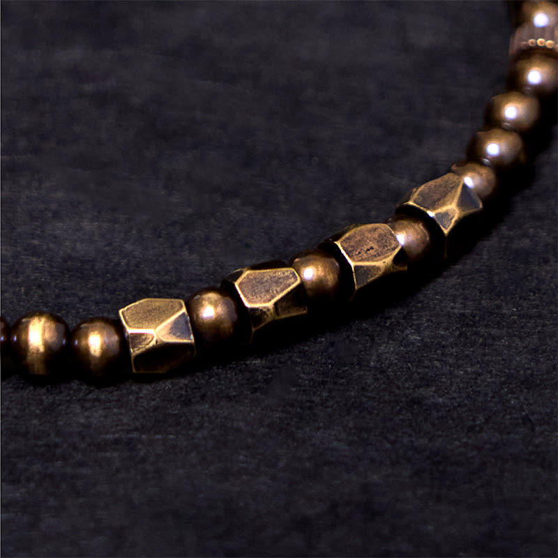 Buddha Stones Vintage Distressed Simple Design Copper Brass Beads Wealth Bracelet - image 3