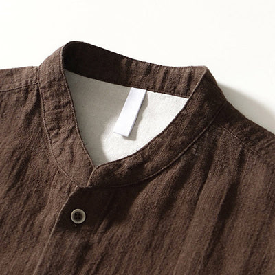 Buddha Stones Solid Color Men's Buttons Long Sleeve Cotton Linen Shirt With Pockets - image 1