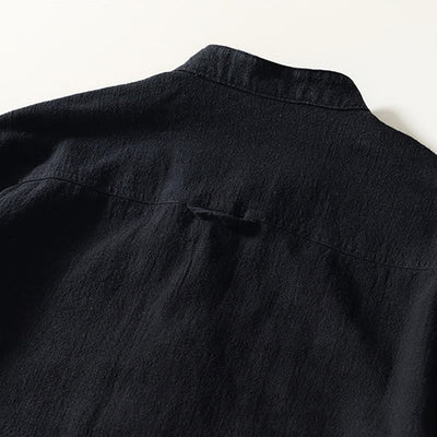 Buddha Stones Solid Color Men's Buttons Long Sleeve Cotton Linen Shirt With Pockets - image 10