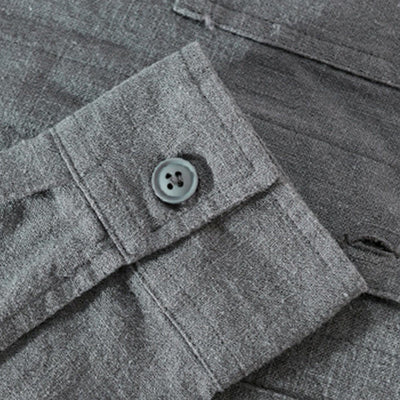 Buddha Stones Commute Fall Solid Color Lapel Men's Long Sleeve Cotton Linen Shirt With Pocket - image 12