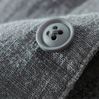 Buddha Stones Commute Fall Solid Color Lapel Men's Long Sleeve Cotton Linen Shirt With Pocket - image 11