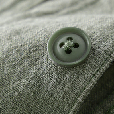 Buddha Stones Commute Fall Solid Color Lapel Men's Long Sleeve Cotton Linen Shirt With Pocket - image 22