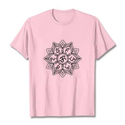 Buddha Stones Mandala Flower Om Mani Padme Hum Sanskrit Mantra Tee T-shirt - LightPink - 2XL - image 13