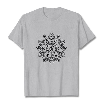 Buddha Stones Mandala Flower Om Mani Padme Hum Sanskrit Mantra Tee T-shirt - LightGrey - 2XL - image 20
