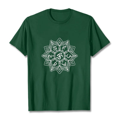 Buddha Stones Mandala Flower Om Mani Padme Hum Sanskrit Mantra Tee T-shirt - ForestGreen - 2XL - image 5