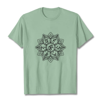 Buddha Stones Mandala Flower Om Mani Padme Hum Sanskrit Mantra Tee T-shirt - PaleGreen - 2XL - image 15