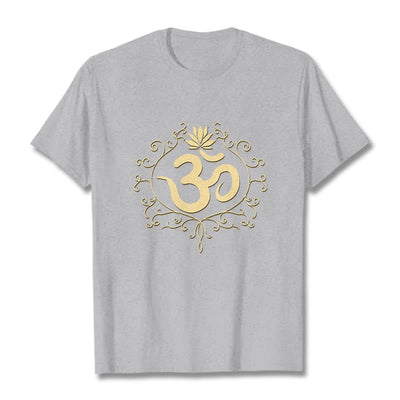 Buddha Stones Om Symbol Vines Lotus Flower Tee T-shirt - LightGrey - 2XL - image 11