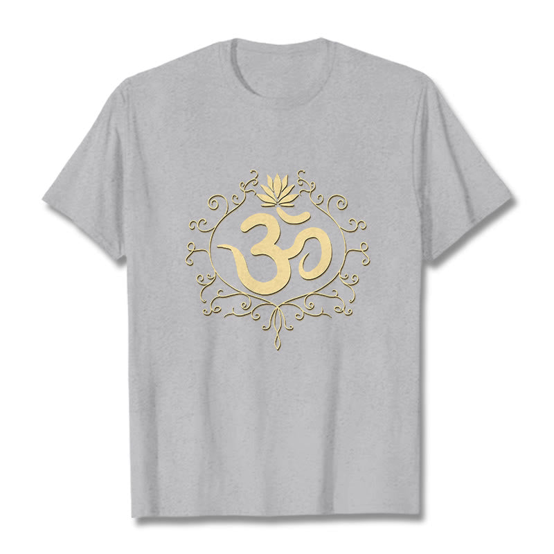 Buddha Stones Om Symbol Vines Lotus Flower Tee T-shirt - LightGrey - 2XL - image 11