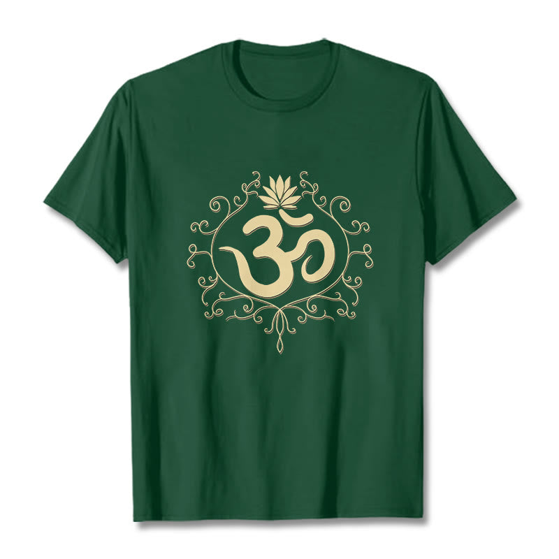 Buddha Stones Om Symbol Vines Lotus Flower Tee T-shirt - ForestGreen - 2XL - image 6